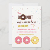 Farbiges Donut-Themed Kindergeburtstag Party Einladung (Vorderseite)