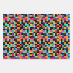 Farbiges, dynamisches geometrisches Muster Geschenkpapier Set