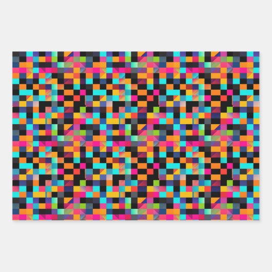 Farbiges, dynamisches geometrisches Muster Geschenkpapier Set (Vorderseite)