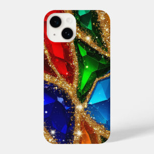 Farbiges Edelstein-Abstrakt ✨ Gold Glitter Funkeln iPhone 14 Hülle