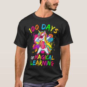 Farbiges Einhorn 100 Tage Magisches Lernen T-Shirt
