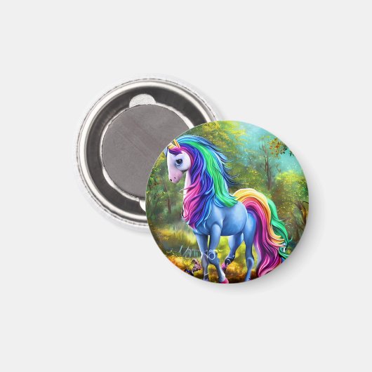 Farbiges Einhorn Magnet (Vorderseite/Rückseite)