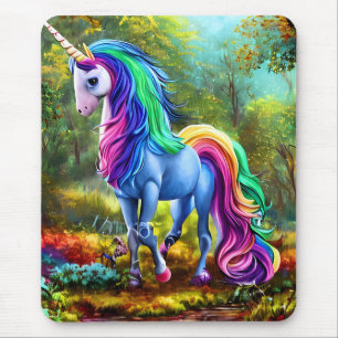 Farbiges Einhornpferd im Wald-46567 Mousepad