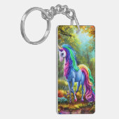 Farbiges Einhornpferd im Wald-46567 Schlüsselanhänger (Vorderseite links)