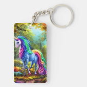 Farbiges Einhornpferd im Wald-46567 Schlüsselanhänger (Rückseite)