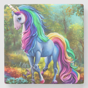 Farbiges Einhornpferd im Wald-46567 Steinuntersetzer