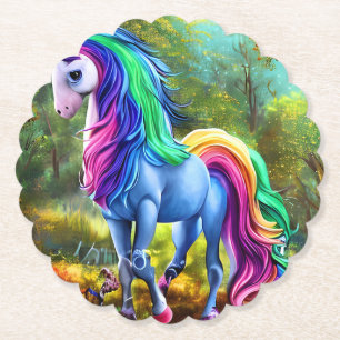 Farbiges Einhornpferd im Wald-46567 Untersetzer