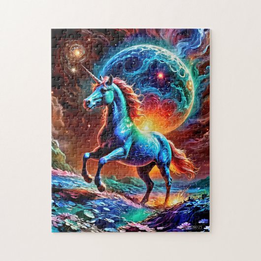 Farbiges Einhornpuzzle Puzzle (Vertikal)