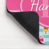 Farbiges Eismuster mit rosafarbenem Monogramm, Pop Mousepad (Ecke)