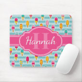 Farbiges Eismuster mit rosafarbenem Monogramm, Pop Mousepad (Mit Mouse)