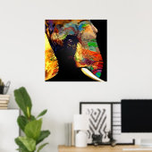 Farbiges Elefantenkopfportrait Zeichnend Poster (Heimbüro)