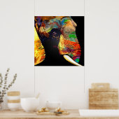 Farbiges Elefantenkopfportrait Zeichnend Poster (Küche)