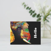 Farbiges Elefantenkopfportrait Zeichnend Postkarte (Stehend Vorderseite)