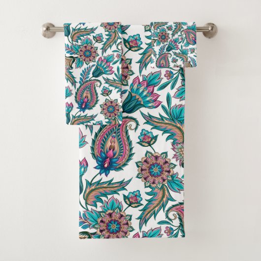 Farbiges ethnisches Paisley-Muster Badhandtuch Set (Insitu)