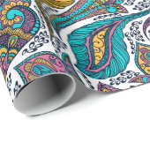 Farbiges ethnisches Paisley-Muster Geschenkpapier (Rolleneckpunkt)
