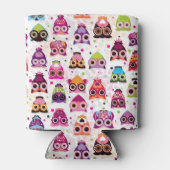 Farbiges Eule-Muster für Kinder 2 Dosenkühler (Rückseite)