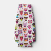 Farbiges Eule-Muster für Kinder 2 Flaschenkühler (Vorderseite)