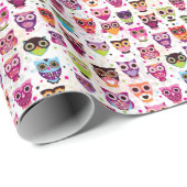 Farbiges Eule-Muster für Kinder 2 Geschenkpapier (Rolleneckpunkt)