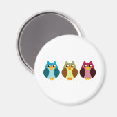 Farbiges Eule-Trio Magnet (Vorderseite/Rückseite)