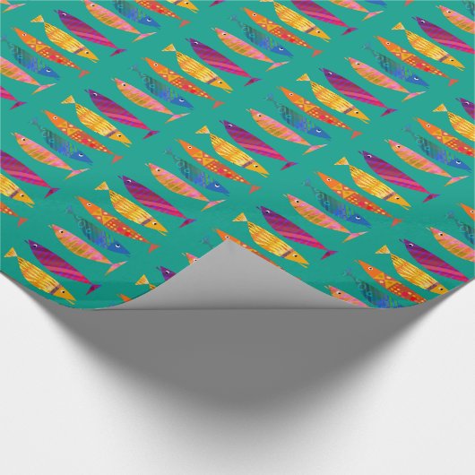 Farbiges Extravagantes Fish Wrapping Paper Geschenkpapier (Ecke)