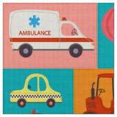 Farbiges Fahrzeugmuster Stoff (Nahaufnahme)