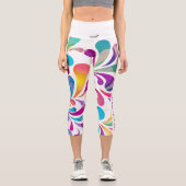 Farbiges Fallmuster | Yoga-Motivationskurs Capri Leggings (Vorderseite)