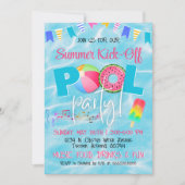 Farbiges familienfreundliches Summer Pool Party Einladung (Vorderseite)