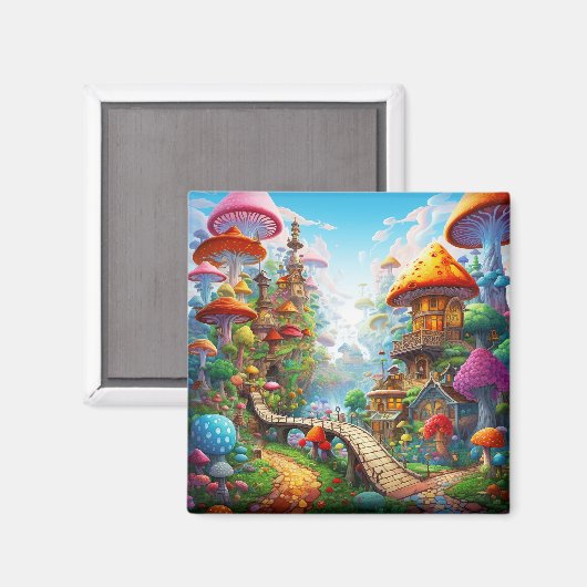 Farbiges Fantasieland Magnet (Vorderseite/Rückseite)