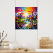 Farbiges Fantasieland Poster (Küche)