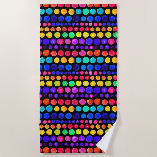 Farbiges Farbpunktmuster Strandtuch (Vorderseite)
