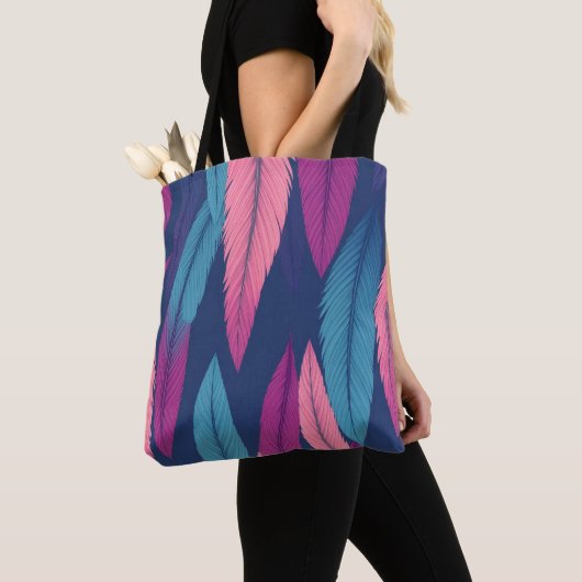 Farbiges Feder-Muster-Tasche mit schwarzem Trageri Tasche (Von Nahem)