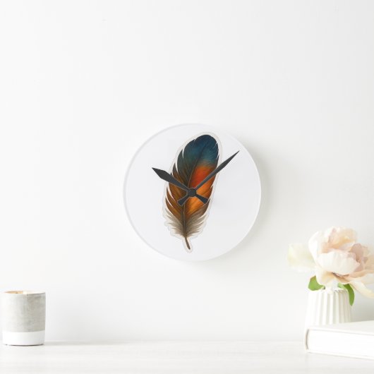 Farbiges Federdesign Runde Wanduhr (Zuhause)