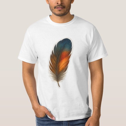 Farbiges Federdesign T-Shirt (Vorderseite)