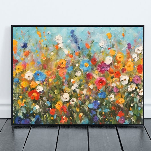 Farbiges Feld aus Wildblumen ohne Rahmen Poster