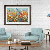 Farbiges Feld aus Wildblumen ohne Rahmen Poster