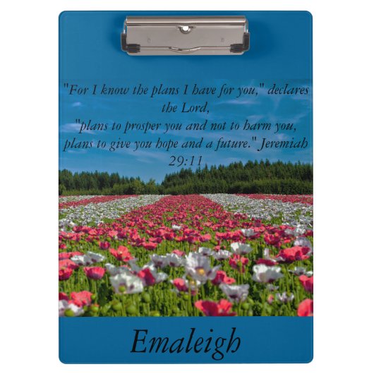 Farbiges Feld der Poppies Bible Verse Clipboard Klemmbrett (Vorderseite)