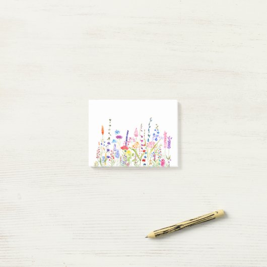 farbiges Feld der wilden Blume Post-it Klebezettel (Auf Schreibtisch)