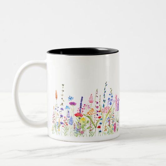 farbiges Feld der wilden Blume Zweifarbige Tasse (Links)