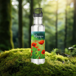 Farbiges Feld mit Pflücken Wasserflasche Edelstahlflasche