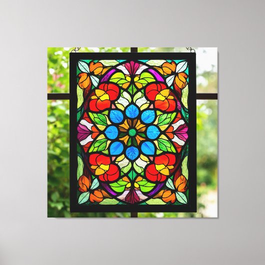 Farbiges Fenster aus festem Glas Leinwanddruck (Vorderseite)