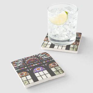 Farbiges Fenster aus festem Glas Steinuntersetzer