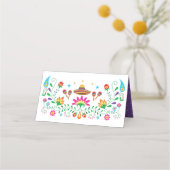Farbiges Fiesta Mexican Floral Confetti Party Platzkarte (Rückseite)
