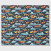 Farbiges Fisch Muster Papier Geschenkpapier (Flach)