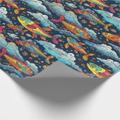 Farbiges Fisch Muster Papier Geschenkpapier (Ecke)