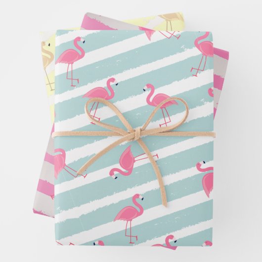Farbiges Flamingo Wrapping Paper Geschenkpapier Set (Beispiel)