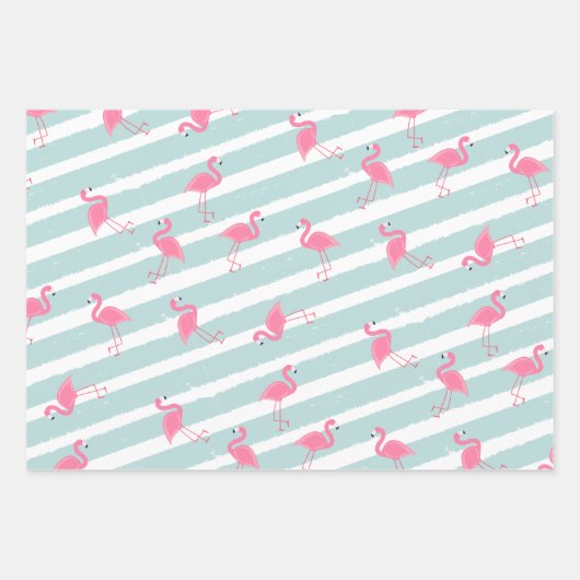 Farbiges Flamingo Wrapping Paper Geschenkpapier Set (Vorderseite)