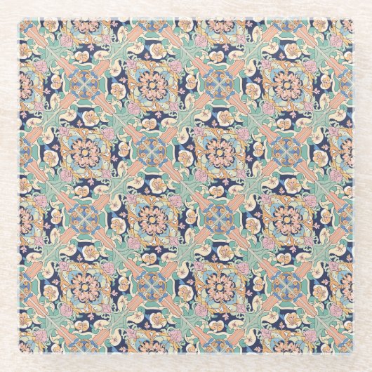 Farbiges Fliesendesign Glasuntersetzer (Vorderseite)