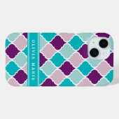 Farbiges Fliesenmuster mit Individuelle Name Case-Mate iPhone Hülle (Rückseite (Horizontal))