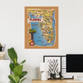 Farbiges Florida Map Poster (Heimbüro)