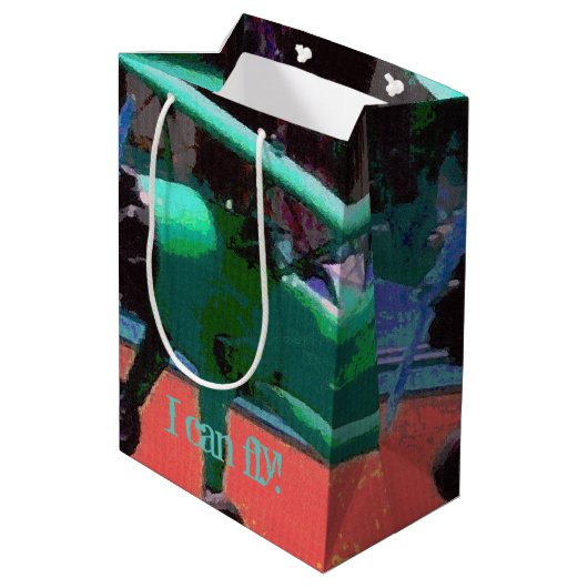 Farbiges Flugzeug Mittlere Geschenktüte (Rückseite Schrägansicht)